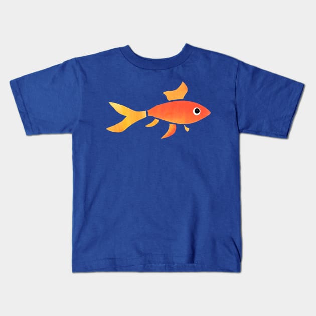 GOLDFISH Watercolor Orange Yellow Fish Cutout Kids T-Shirt by VegShop